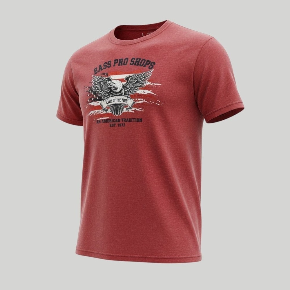Bass Pro Shops T-Shirt Men's Red L Cotton Blend Eagle Graphic Patriotic